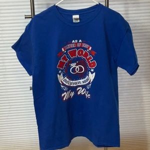 As a Matter of Fact My World Does Revolve Around My Wife. Cotton T-shirt. Blue L